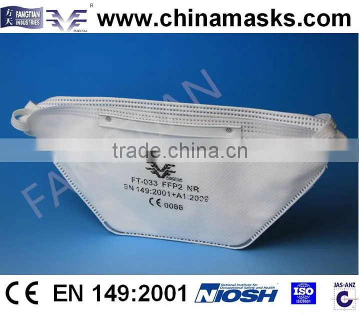 Flat folded FFP3 dust mask with CE respriator