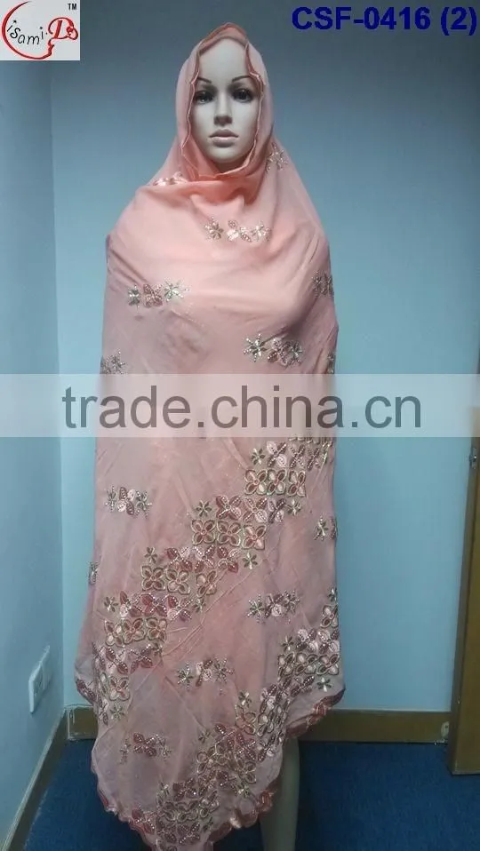 SCF-0416 High popular hot fashion ladies scarf with fancy design good quality for African women wedding party decoration