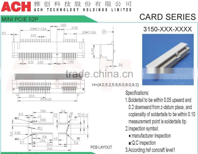 52 pin MINI PCI EXPRESS