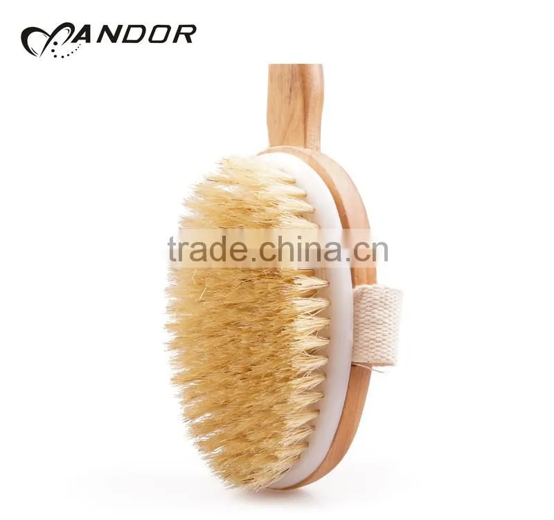 Natural bristle detachable wooden handle bath brush