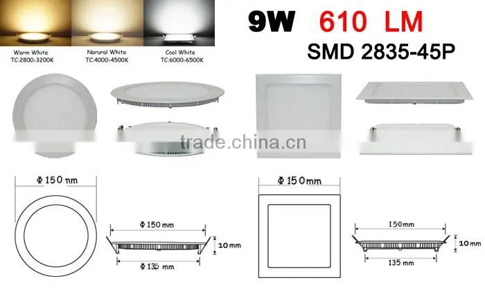 9W Flush Mounted Hot Sell High Quality LED Panel Light SMD2835 45Pcs LEDs 9W