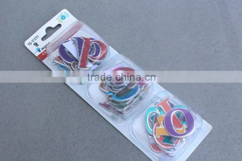 factory manufacture alphabet letter decorative glitter chipboard sticker