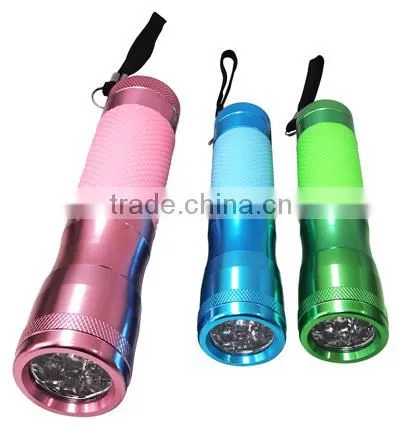 TE080 2015 Promotion Aluminum zoom in and out 9led Flashlight With Lanyard