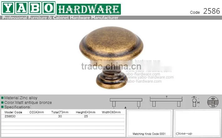 round shape zinc alloy kitchen cupboard handle and knob