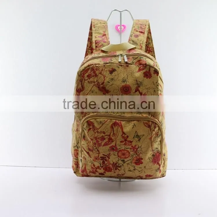 New trend girls' real wood veneer printing multifunctional folding Backpack