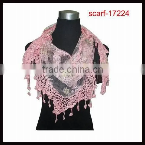 fashion lace triangle tassel scarf for women