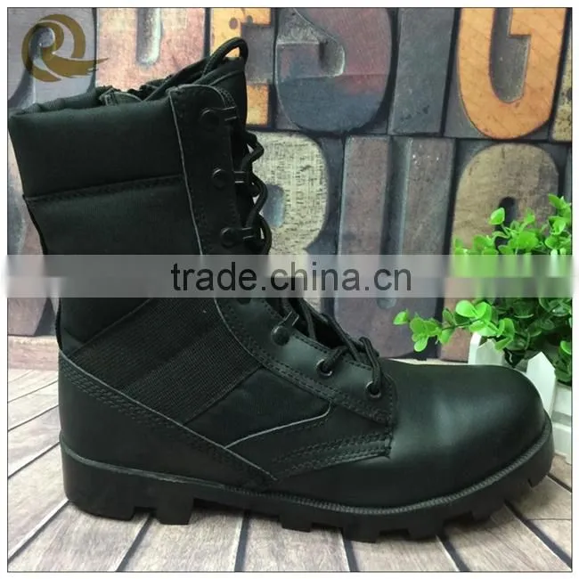 Top quality fashion black leather custom canvas tactical combat boots