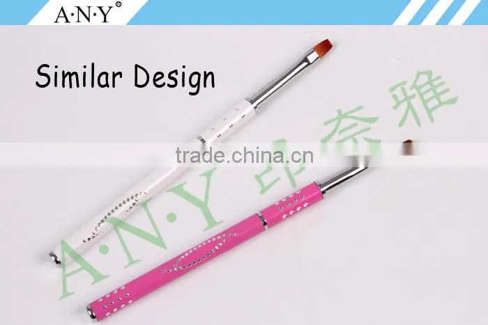 ANY 2016 New Design Acrylic Handle With Diamond Inside Oval Imported Nylon Hair Nail Art Gel Brush Pure Color Hot Sale