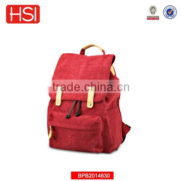 red color 100% cotton farbric plush backpack drawstring