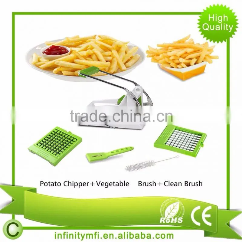 High Quality Vegetable and French Fry Cutter Stainless Steel Potato Chipper French Fry Chips Cutter Slicer Chopper 2 Blades
