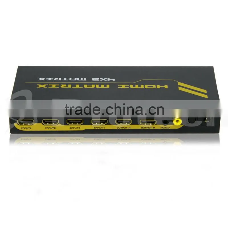 hdmi matrix switch 4x2 with optical or analog audio out PET0402A