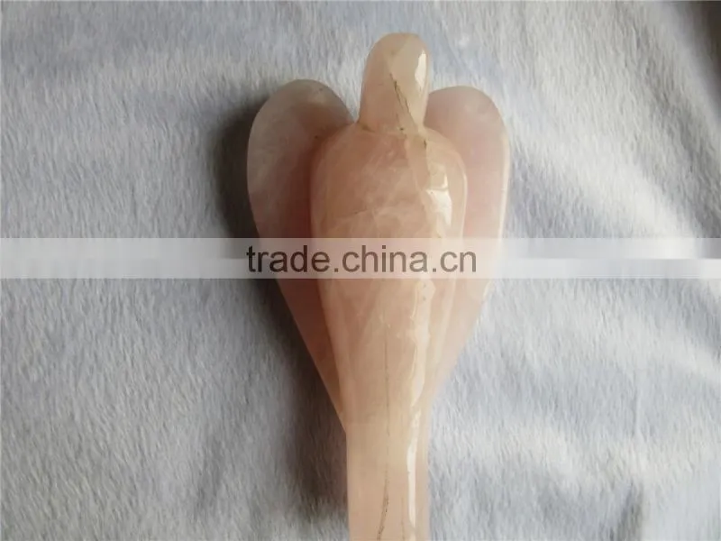 small hand carved rose quartz crystal angel for Christmas gift