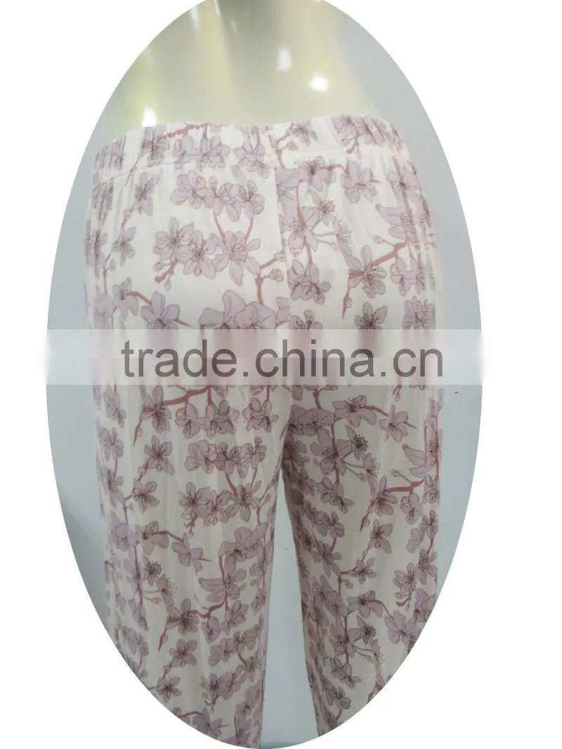 pink floral printed pajama trousers