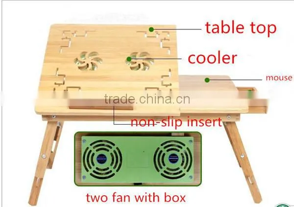 Folding study desk laptop computer desk with usb fan