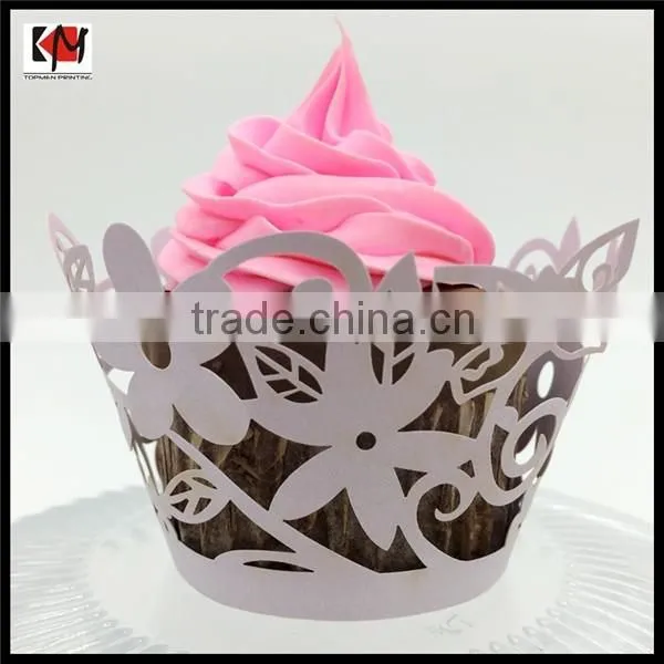Flower laser cut cupcake paper wrapper for sale