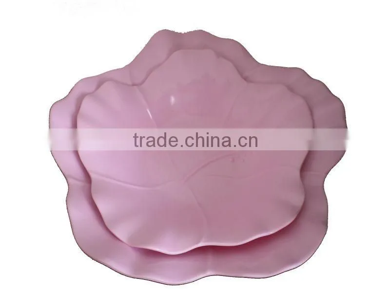High quality flower shaped melamine plate set in assorted color