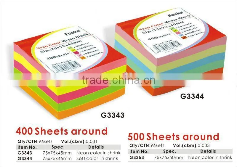Good Quality White/Color SrickyMemo Notes/Pad/Block