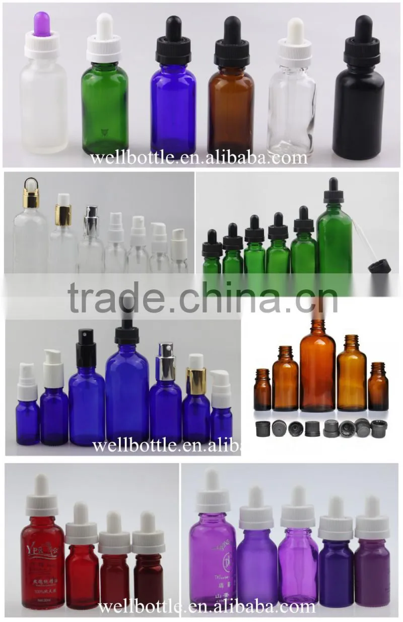 Trande Assurance pink 30ml eye glass skull dropper bottle with glass vials