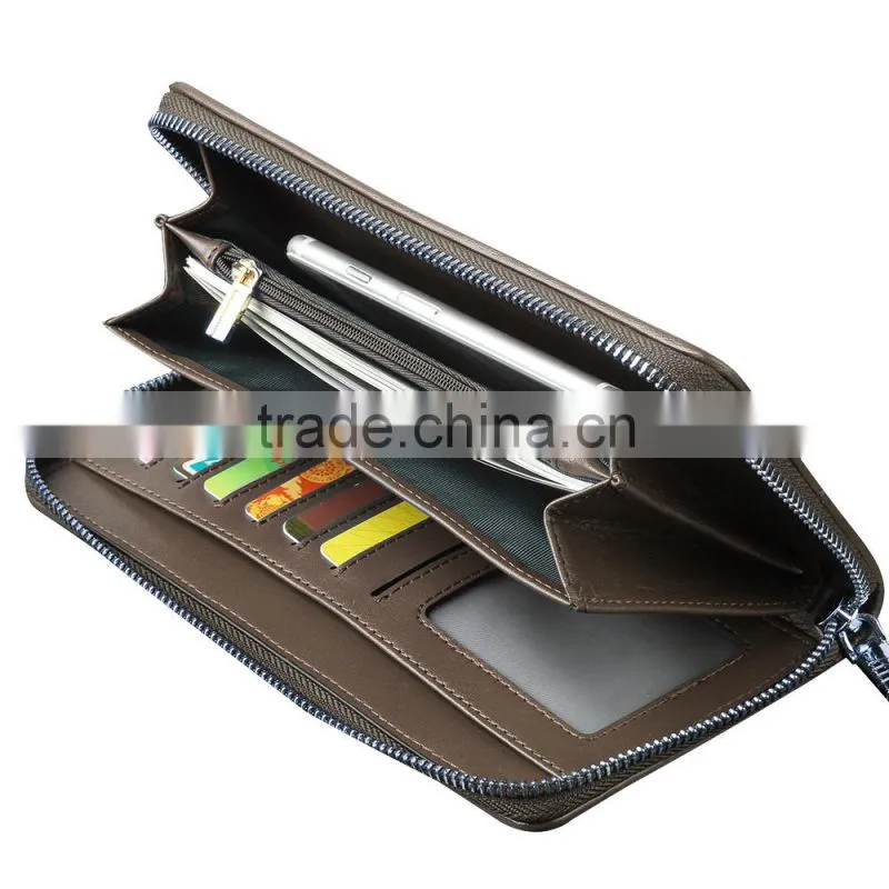 QIALINO Wholesale Zip Wallet Luxury Ostrich Leather for iphone case wallet handbag