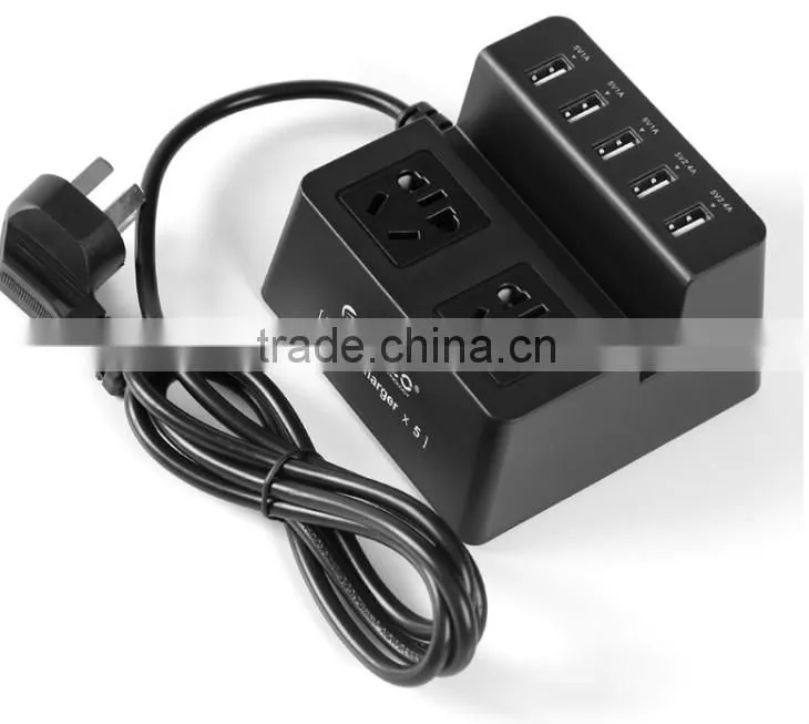 2 outlet usb smart power strip with 5 USB charger