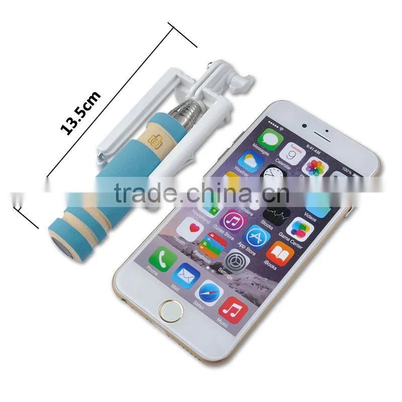 Wholesale factory cable take pole with cable NO need bluetooth No need charger Selfie stick