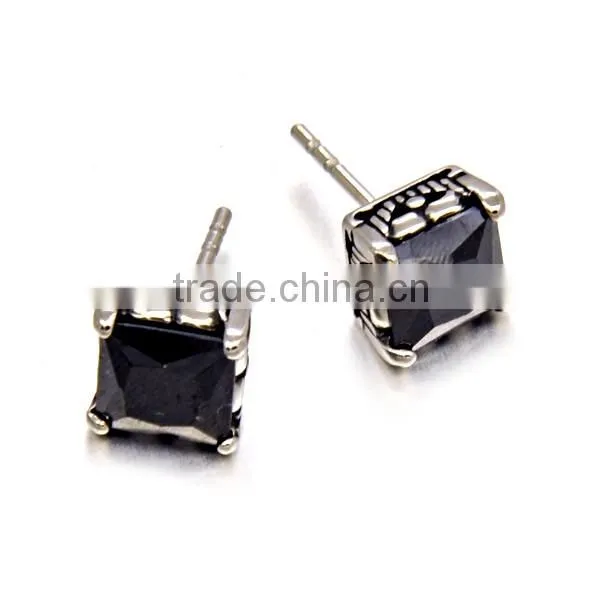 square with black restone earrings stainless steel hot sell earrings