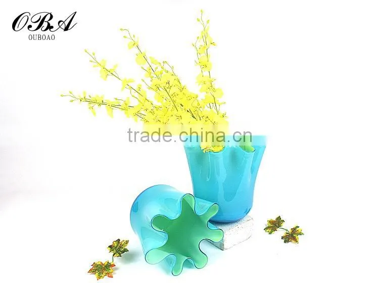Hand-blown Modern Style Cheap Chinese Cabbage Glass Vase / Eco-friendly Home Decor Big Glass Flower Vase