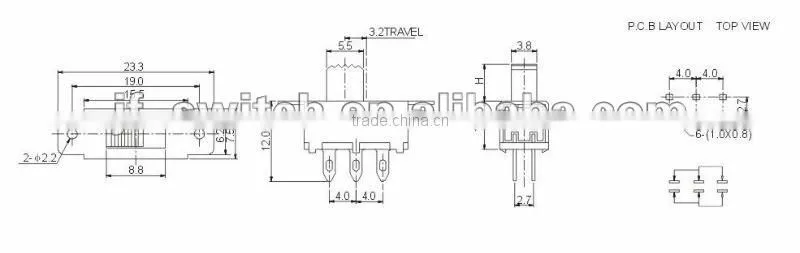 min toggle switch SS-22F32(2P2T)