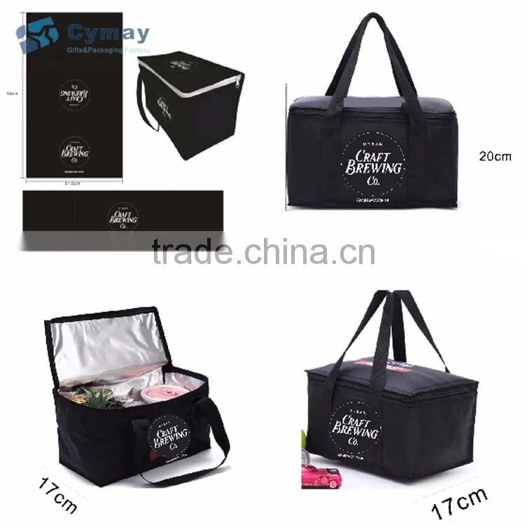 Ice beer can cooler bag for lunch/picnic trolley cooler bag with carrier and zipper