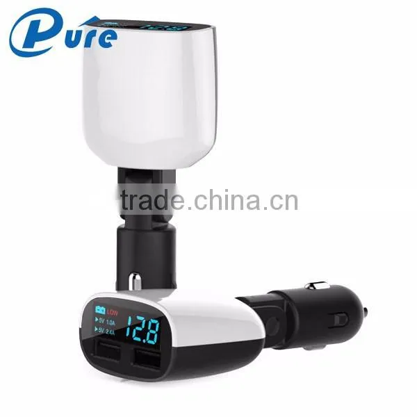 Wholesale Fashional 3.4A/4.8A 2 Port USB Rapid Charge LED Car Charger Display Out Input Voltage and Car's Battery Travel Charger