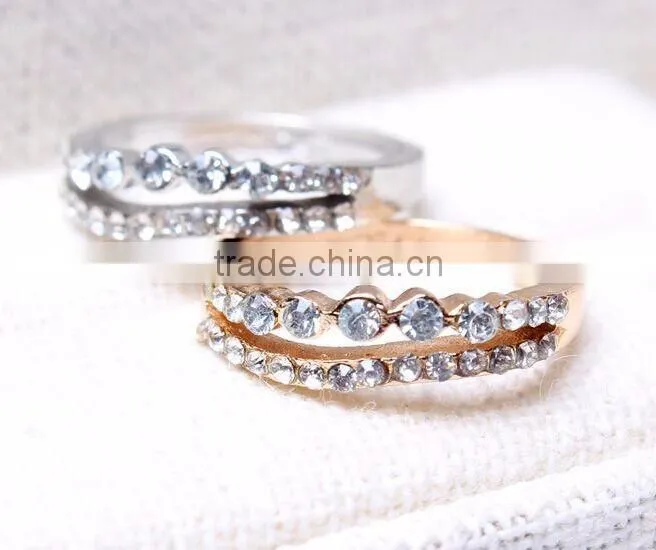 double coulour all crystal alloy little finger rings