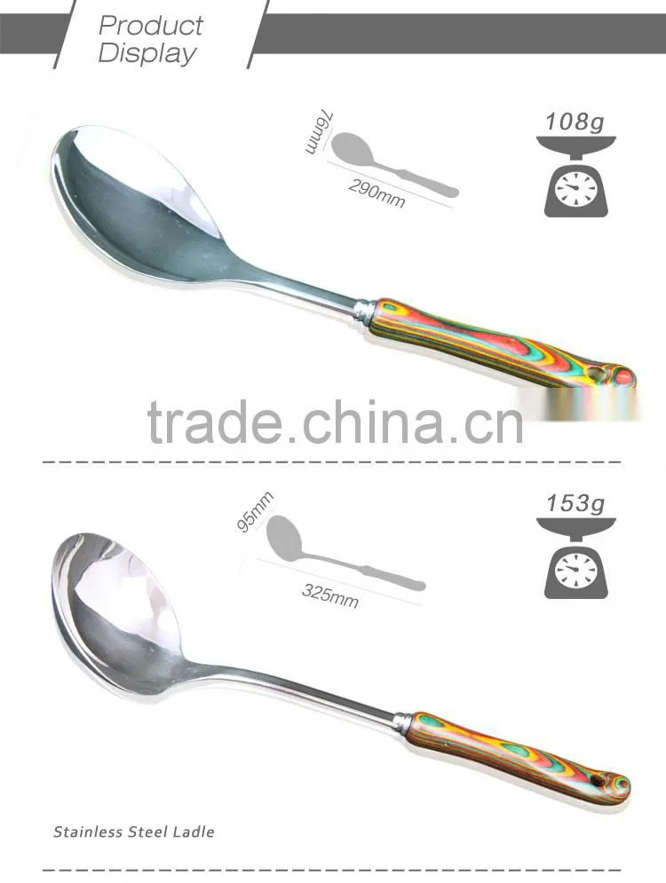 2015 Color printing Wooden handle stainless steel kitchenware/ kitchen tools/Household cooking ware 7PCS/SET S02
