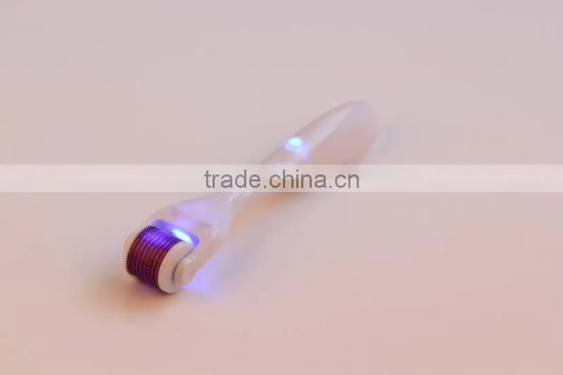 Multi-Color Led Vibration Massage Derma Roller with replaceable roller tip