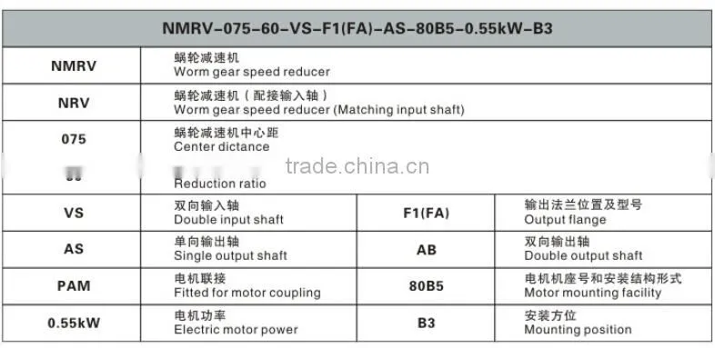 NMRV030 worm gearbox speed reducer with reduction