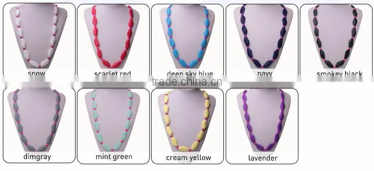 China BPA Free jewellery Silicone Baby Teething Necklaces