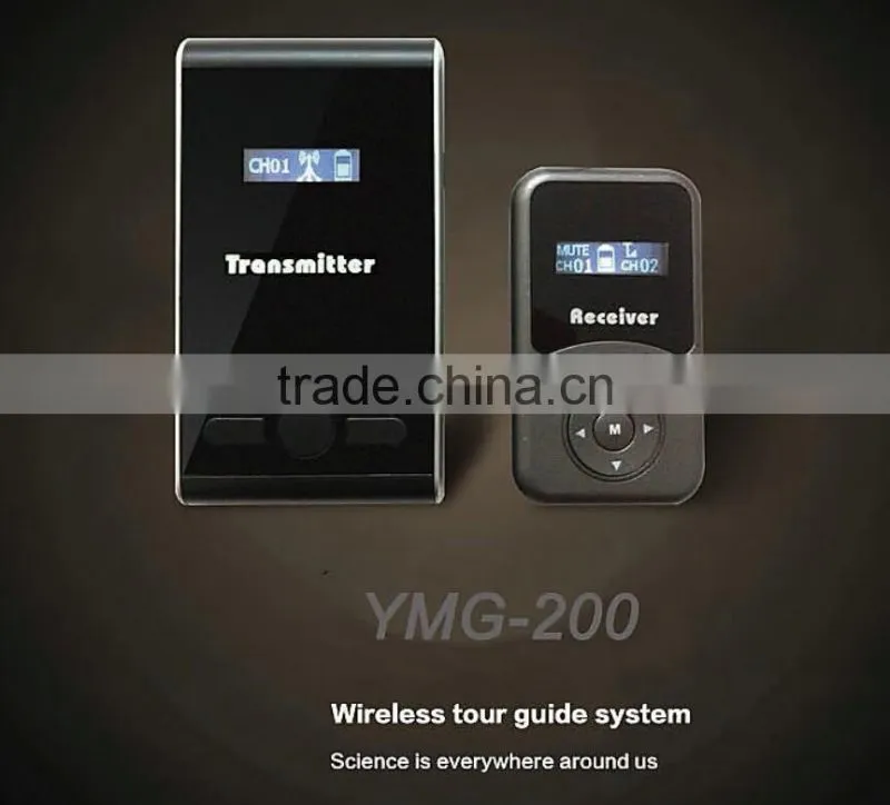 YUMO two presenter / one way / one or tow transmitters wireless tour guide system assisted listening systems