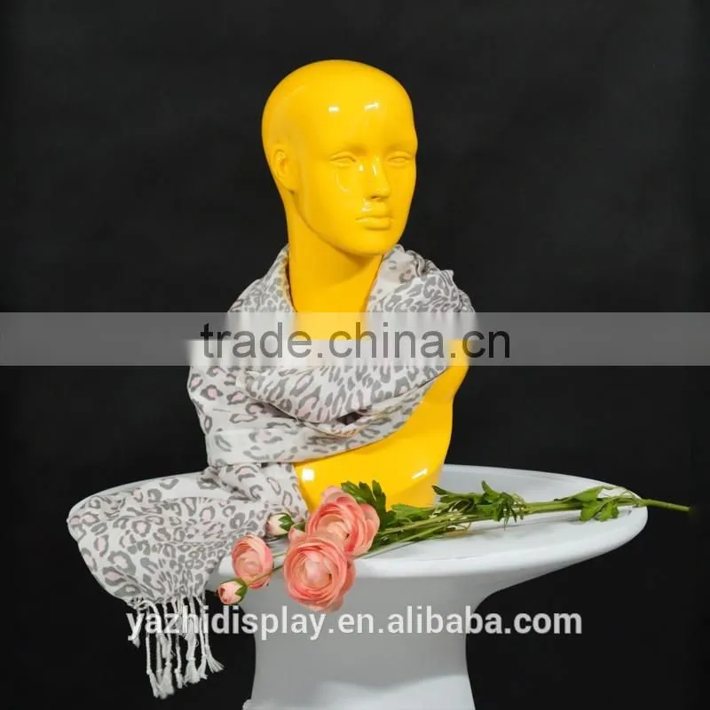 Fashion Fiberglass White Female Mannequin Head For Scarf Display