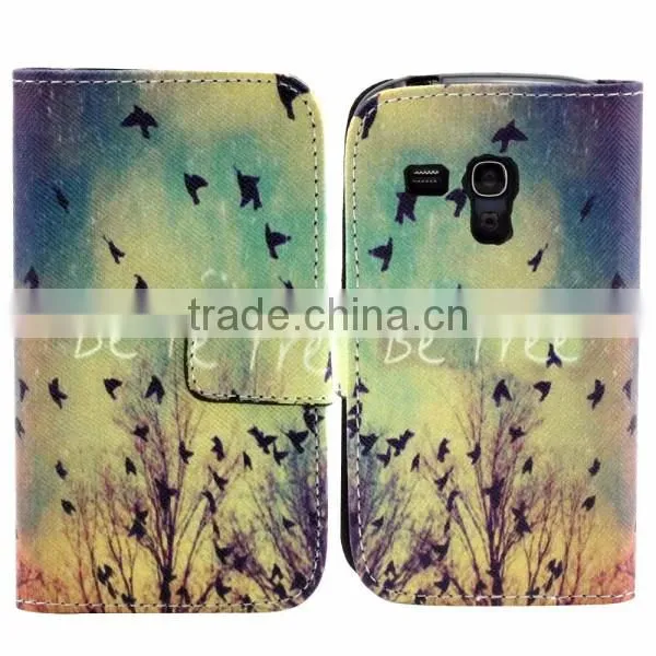 Cheap PU leather phone case flip leather holster protective back covers for samsung 8190