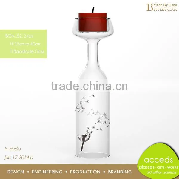 Handmade Heat Resistant Candle Holder Glass