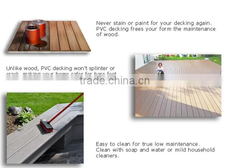 100% Pvc Water Proof Outdoor Plastic Decking Board