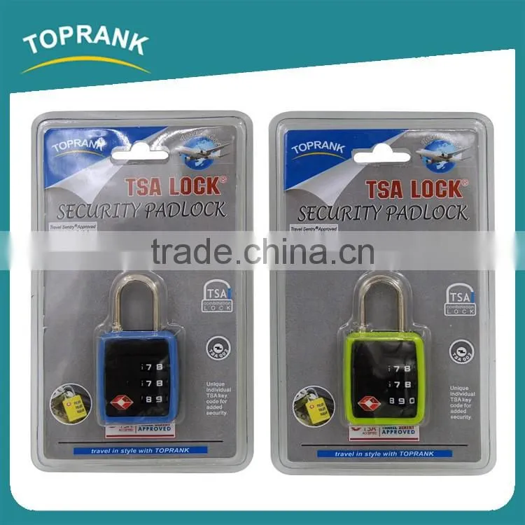 Toprank Wholesale Professional 3 Dial Resettable TSA Code Padlock Plastic Tsa Luggage Lock