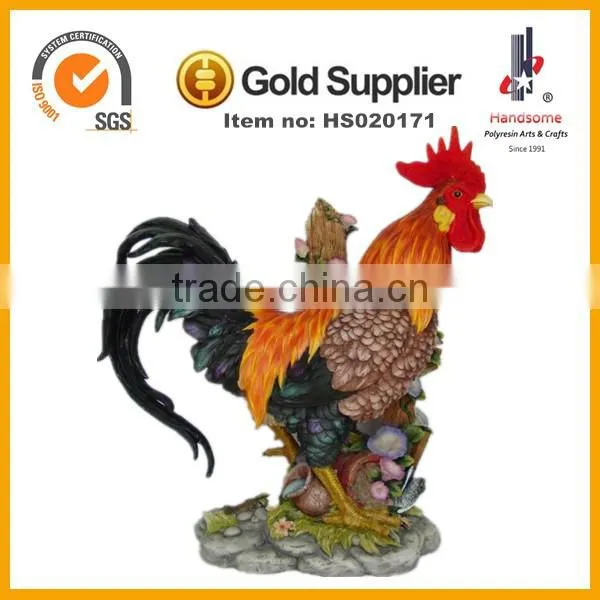 19''H resin cock statues, polyresin chanticleer figurine, resin chantecler