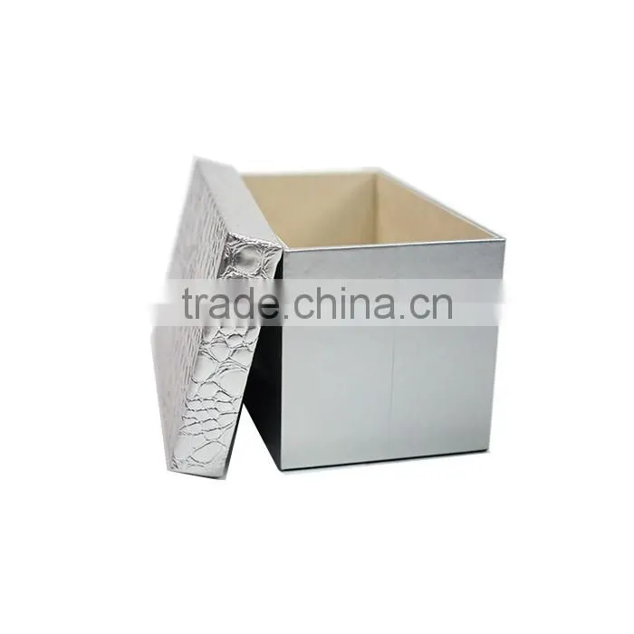 Household Set Of 3 Rectangular Faux Leahter Storage Box With Lid