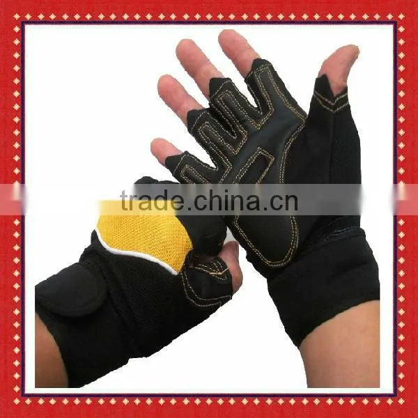 Custom Leather weightlifting workout gloves