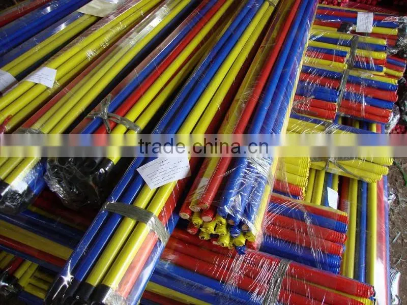 120cm X 2.2cm plastic coated wooden brush stick with various styles
