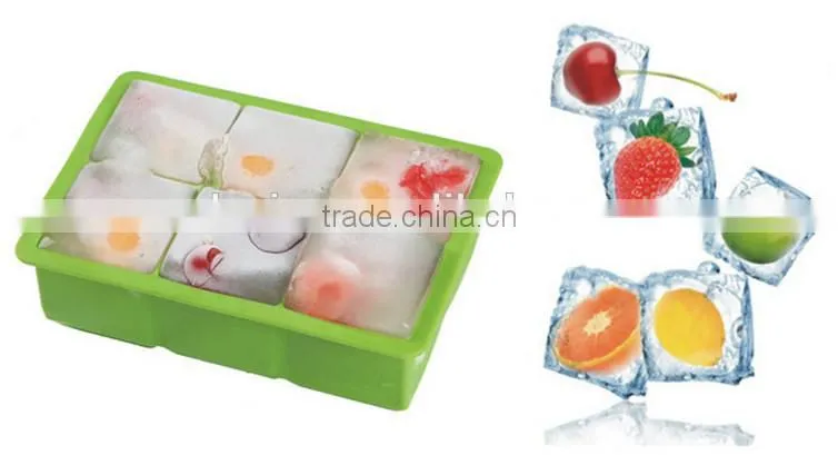Summber Ice Cube tools 6 Cavity Silicone Square Ice Cube Tray