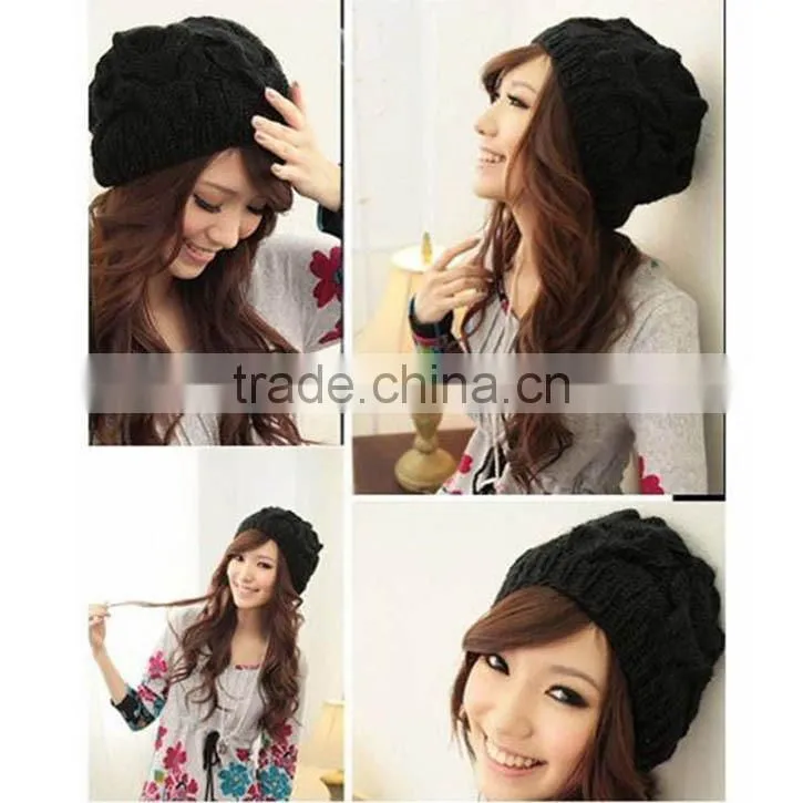 New Fashion Hat Women Warm Winter Beret Braided Beanie Crochet Knit Winter Hat knitting Hat