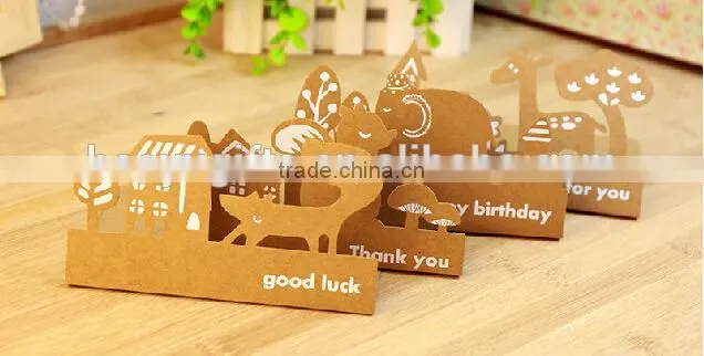 Kraft Paper Greeting Cards 4 Styles Creative Handmade Greeting Card Happy Birthday Invitation Cards