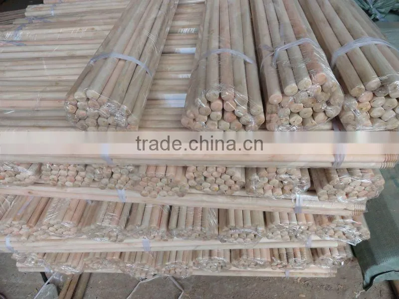 Colorful plastic cap wooden broom handle