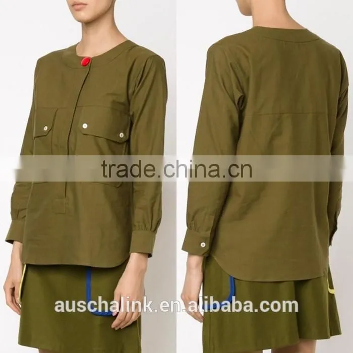 new arrival khaki patch pocket fancy casual shirt OEM service
